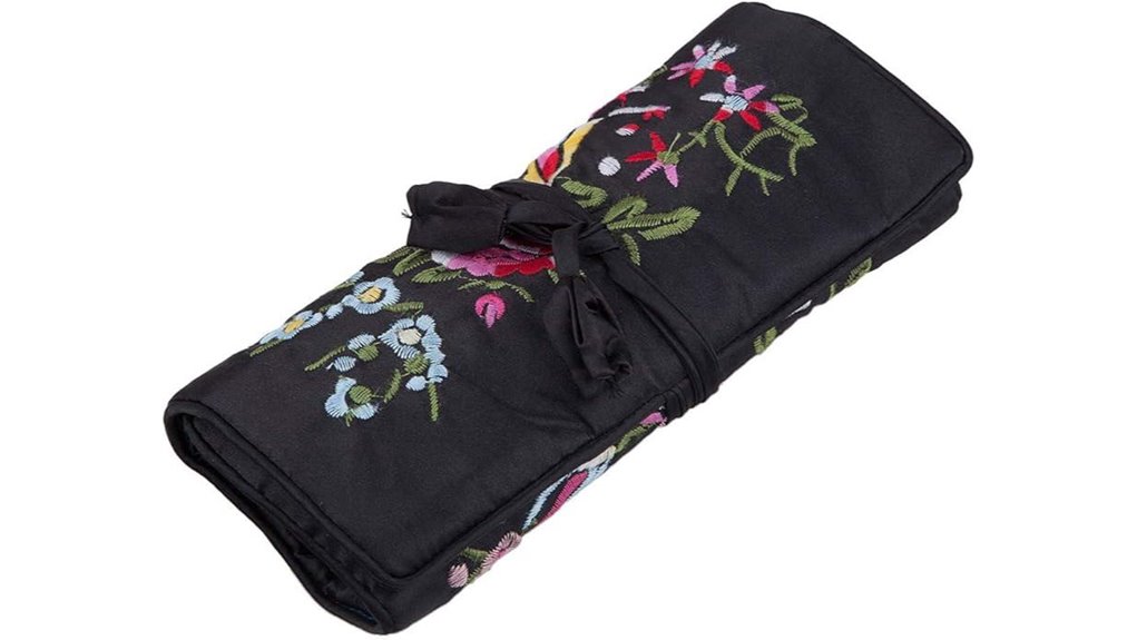 embroidered travel jewelry bag