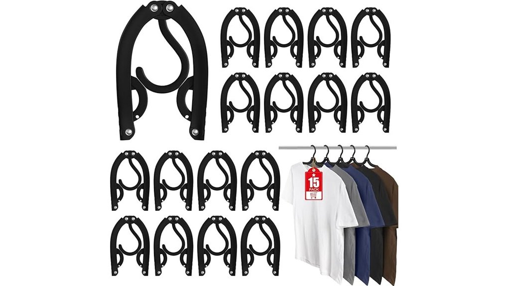 fifteen foldable black hangers