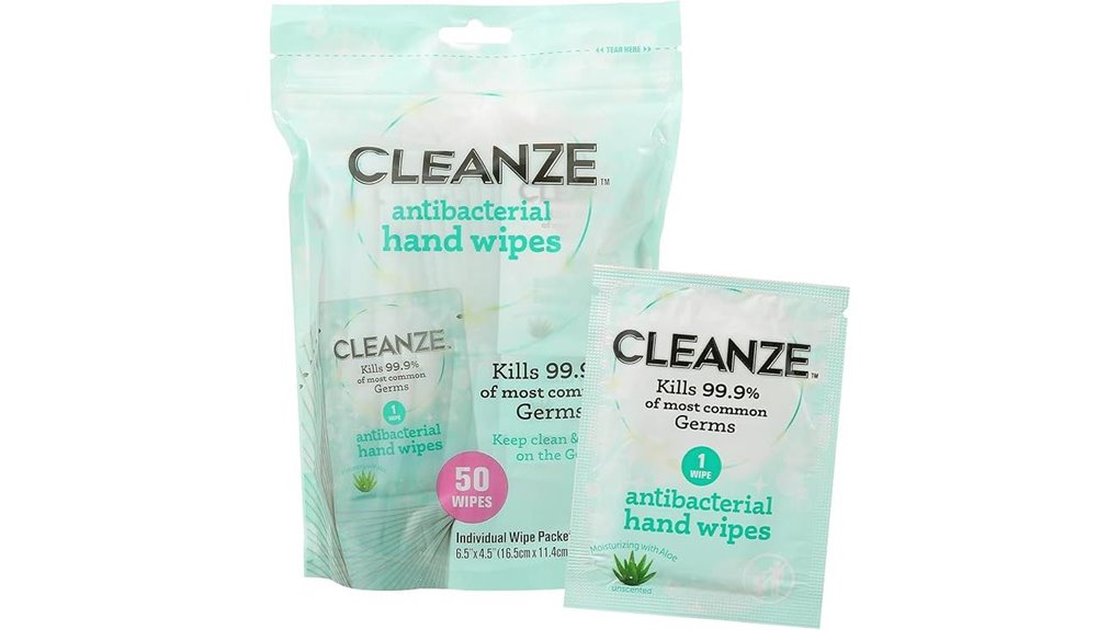 fifty unscented aloe handwipes