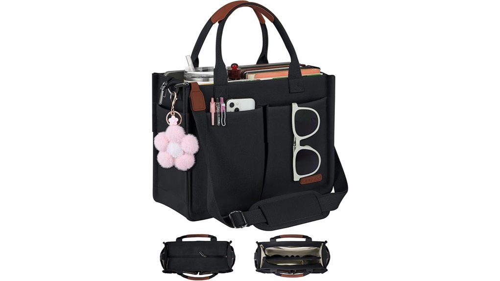 fioretto zipper top canvas tote