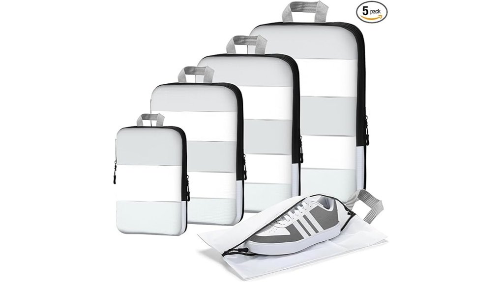 five piece compression packing cubes