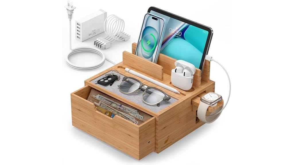 five port bamboo charging hub