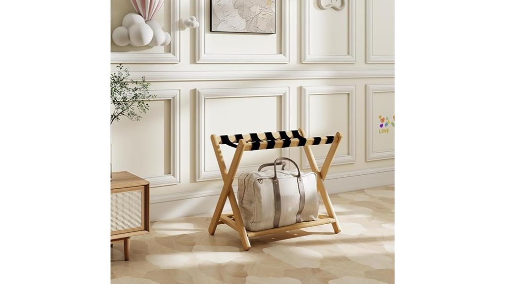 foldable bamboo luggage rack