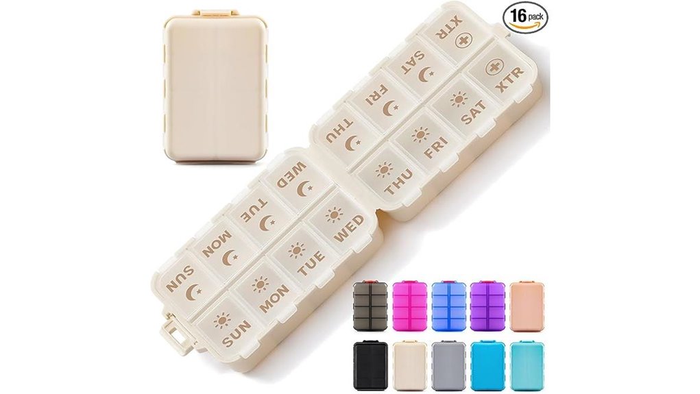 foldable pill organizer etched