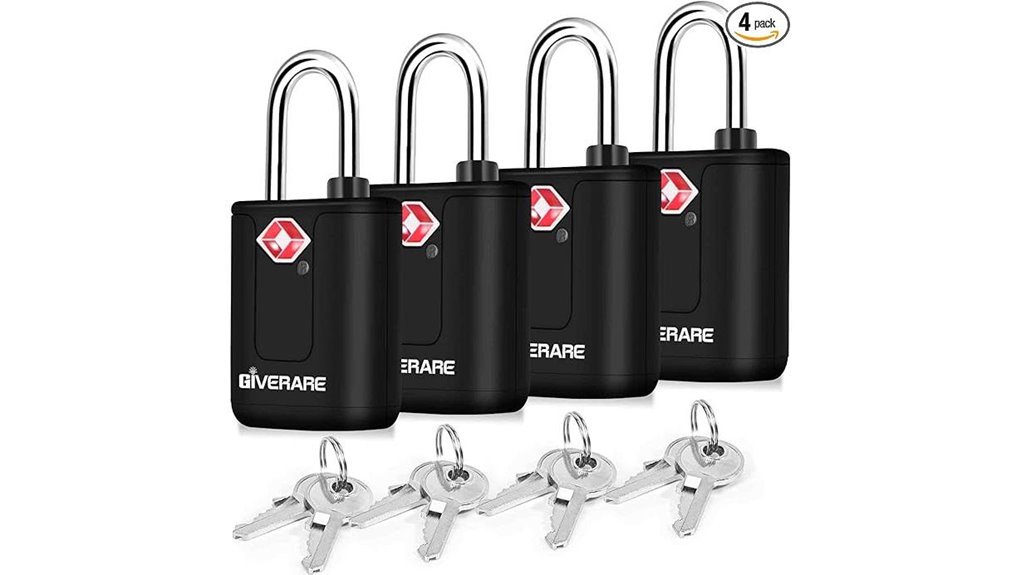 four black tsa locks