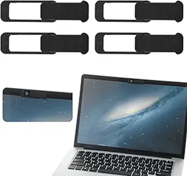 four black webcam covers