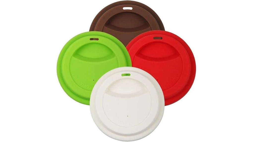 four colored silicone coffee lids