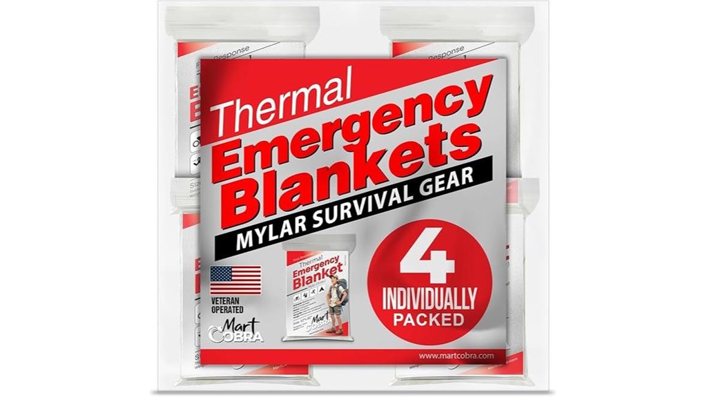 four emergency mylar blankets