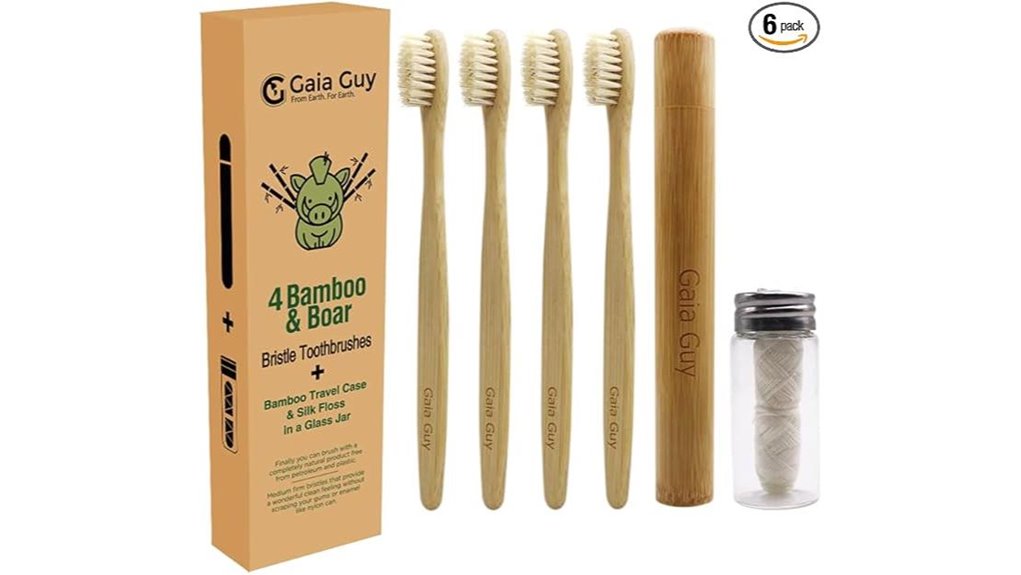 four pack bamboo toothbrush case
