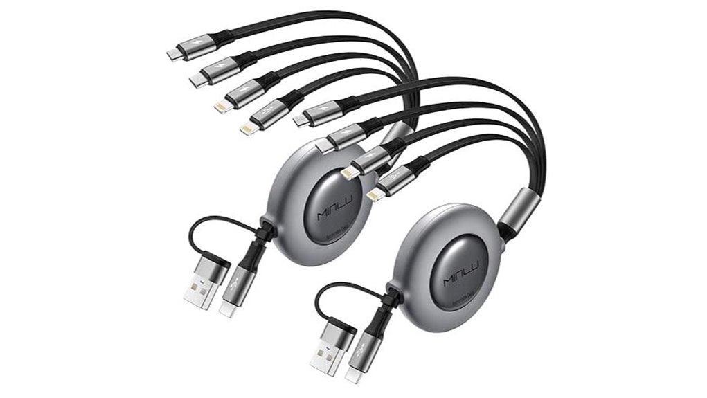 four pack retractable 4ft usb c a