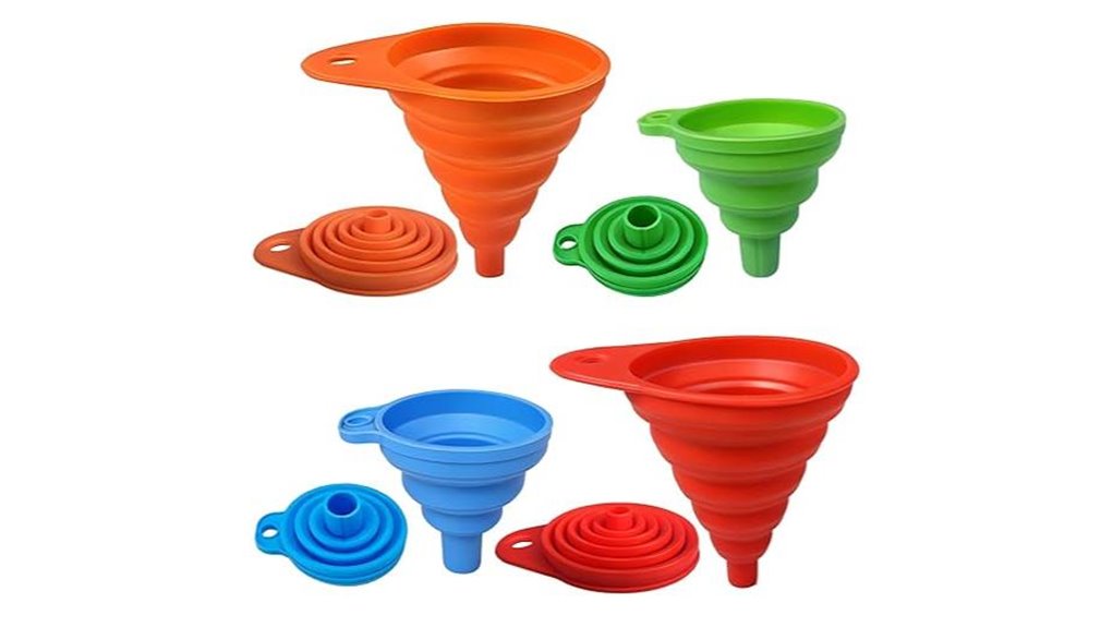 four pack silicone kitchen funnels