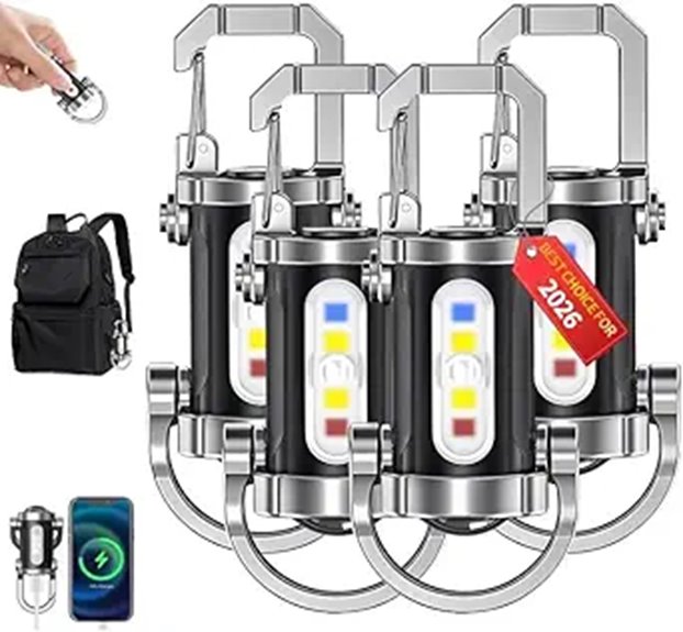 four rechargeable led keychains