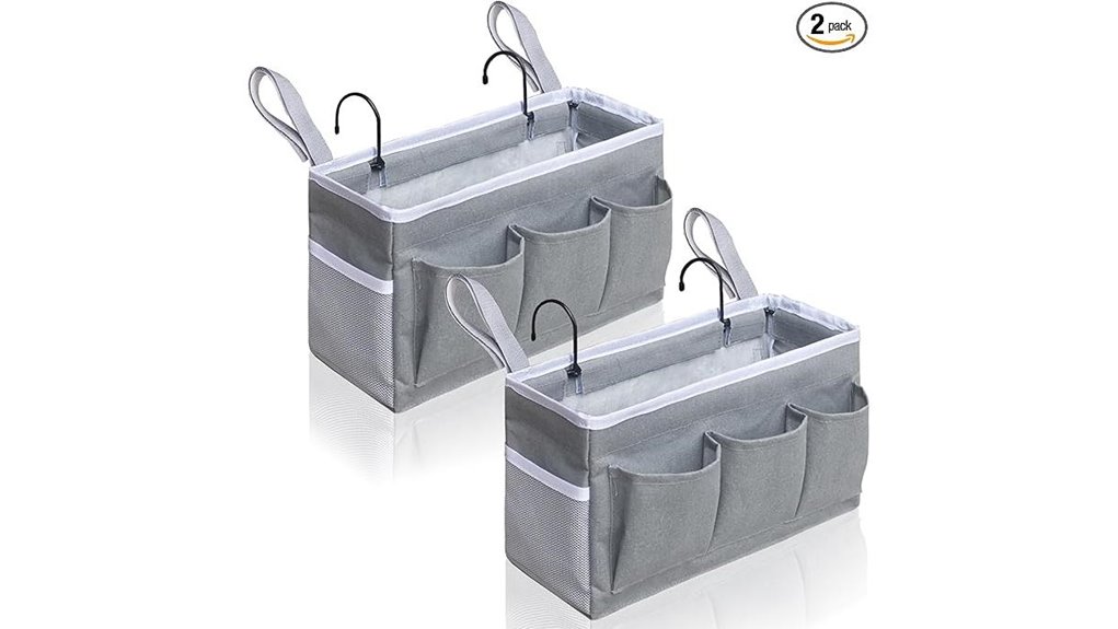 gray bedside caddy bag