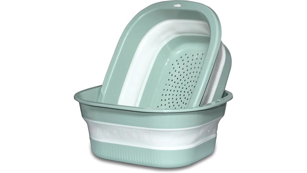 green collapsible colander basin