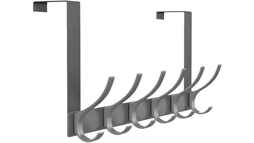 grey overdoor 12 hook rack