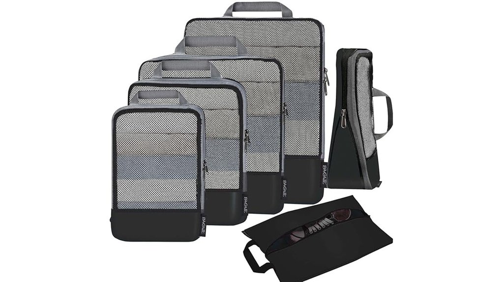 half mesh black packing cubes