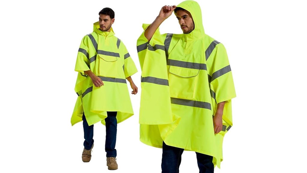 hi vis stowable rain poncho