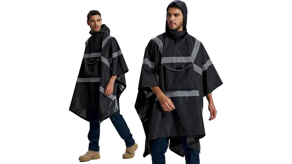 high visibility adult pocket poncho