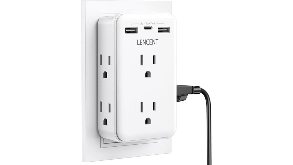 lencent 6 outlet dual prong powerstrip