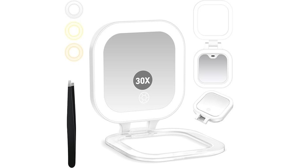 lighted 30x multi color mirror