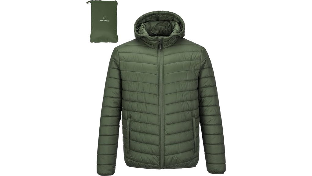 lightweight packable hooded puffer
