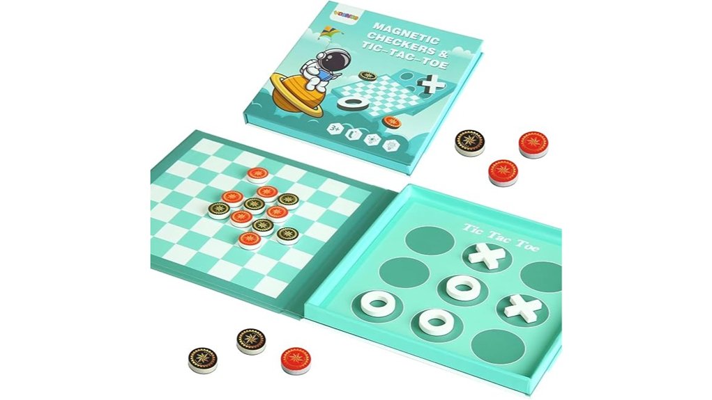 magnetic dual checkers tic tac toe