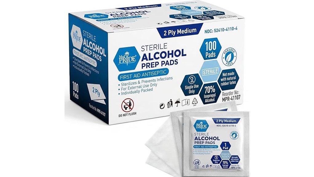 med pride 100 count sterile alcohol pads