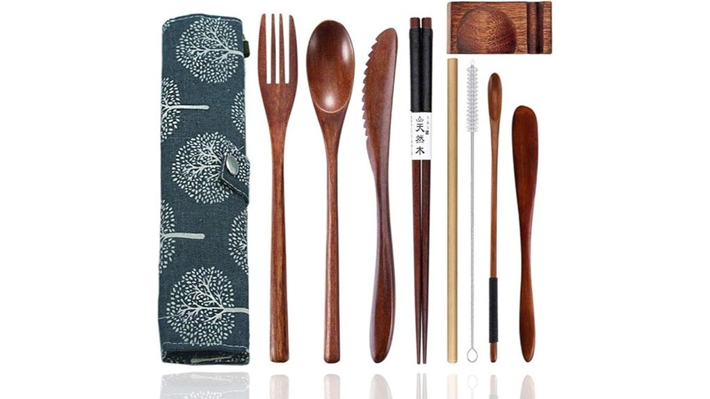 nine piece bamboo flatware case