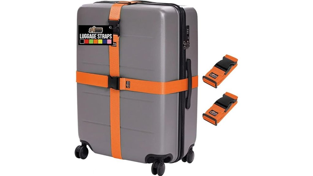 orange adjustable luggage straps