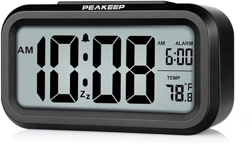 peakeep black nightlight clock