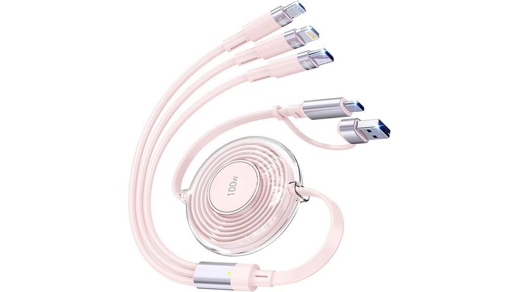 pink 100w retractable cable