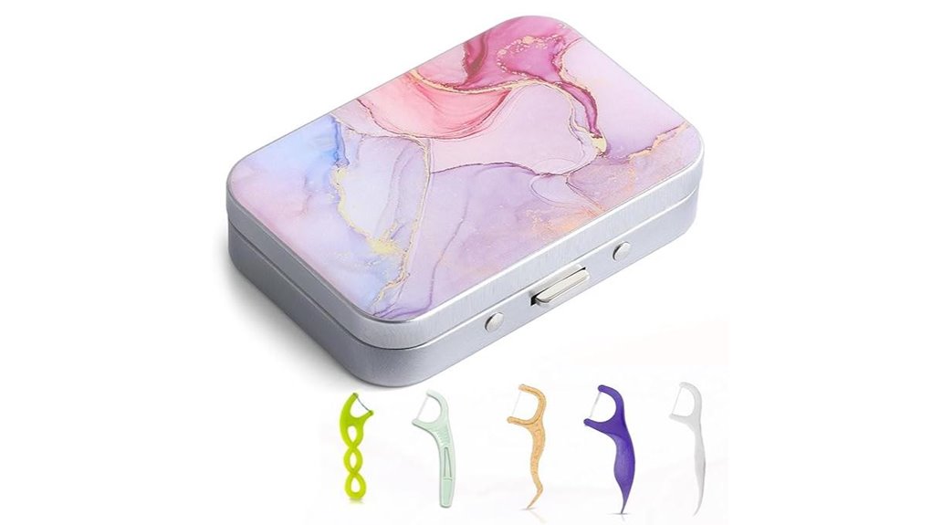 pink marble floss case