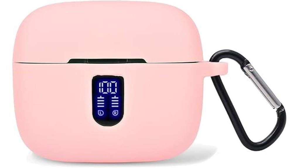 pink silicone earbud carabiner