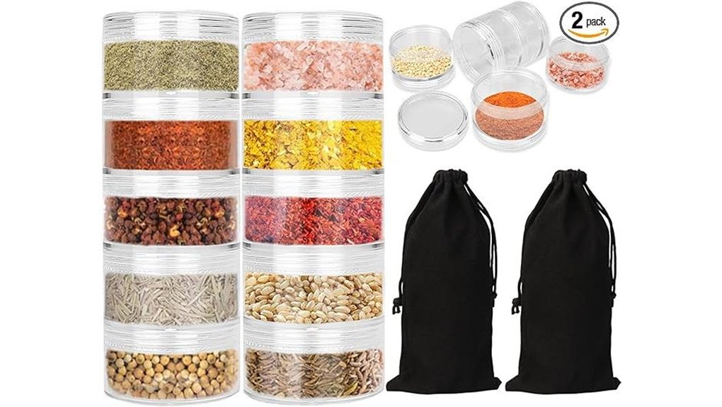 portable 5 layer spice jars