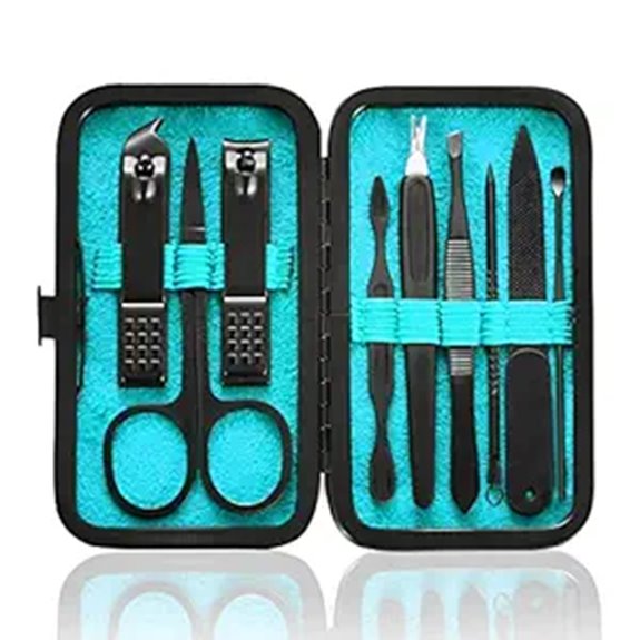 portable 9 in 1 steel manicure