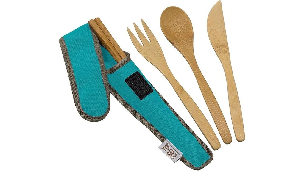 portable bamboo utensils set