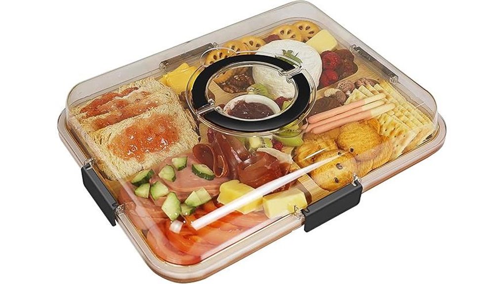 portable lidded five compartment charcuterie