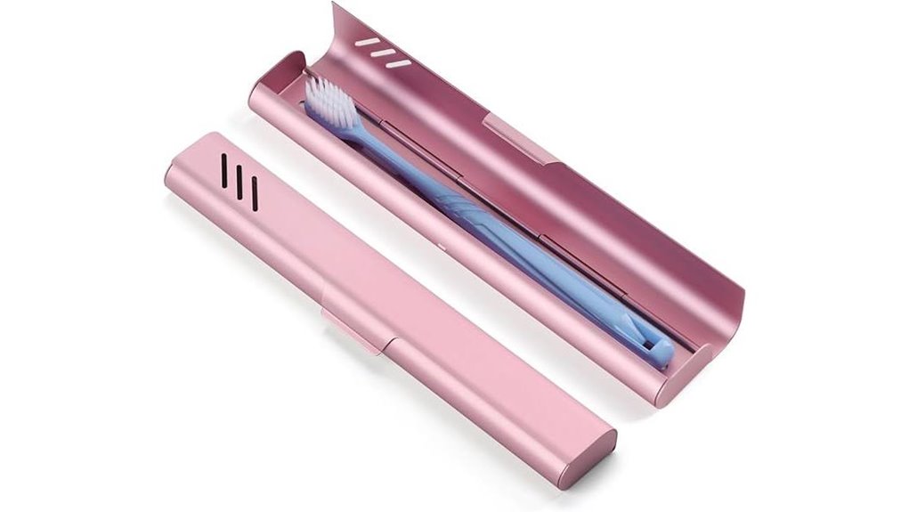 portable pink toothbrush case