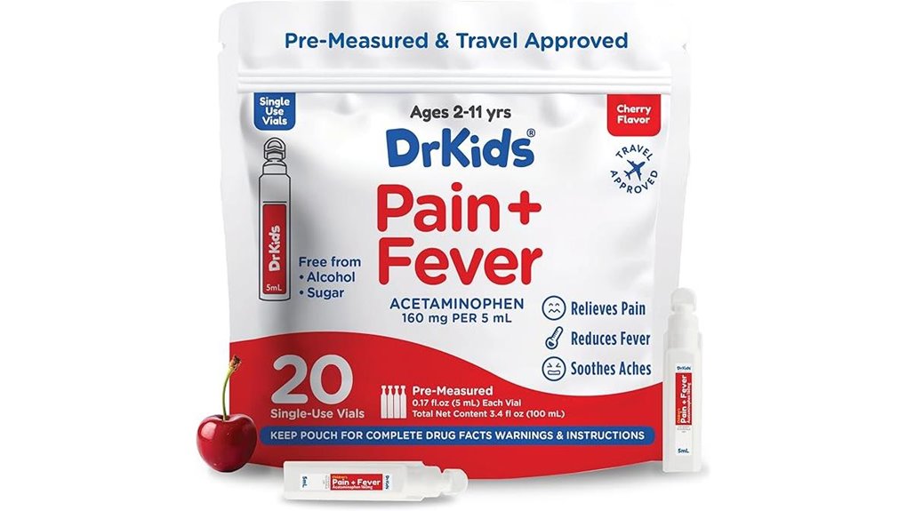 pre measured cherry acetaminophen vials