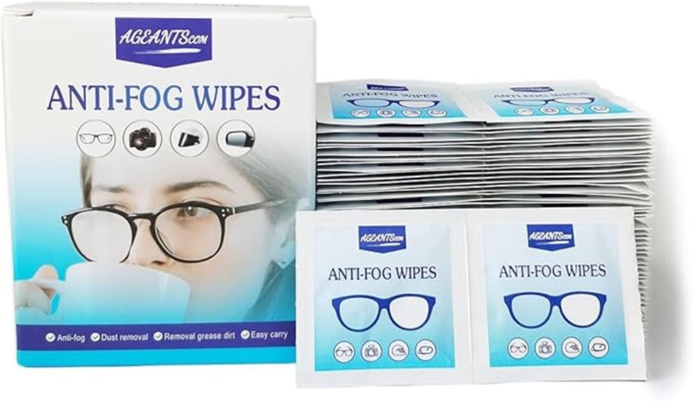 pre moistened anti fog glass wipes
