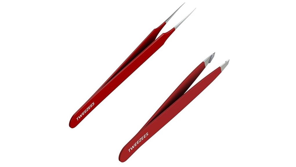 precision red stainless tweezers