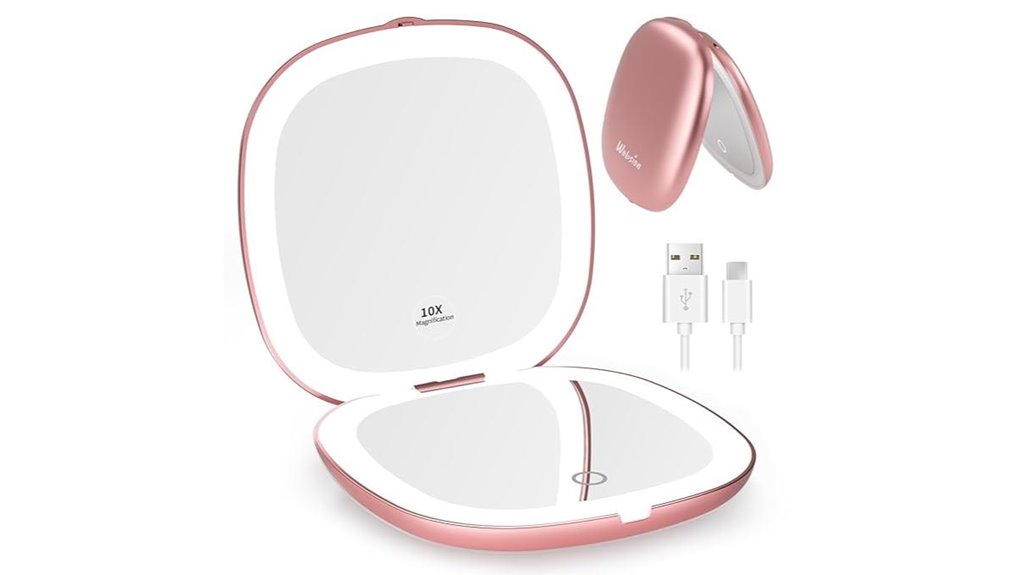 rechargeable lighted portable mirror