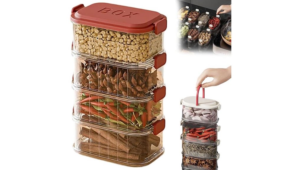 red 4 layer spice organizer