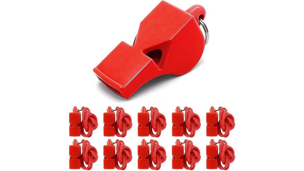 red emergency lanyard whistle