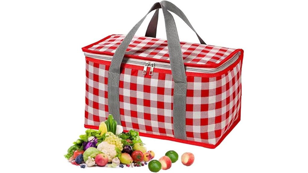 red reusable picnic cooler