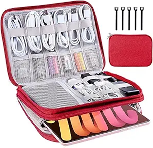 red water resistant cable organizer