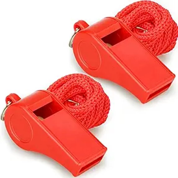 red whistles with lanyard