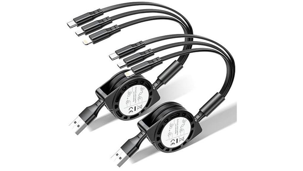 retractable 3a 3 in 1 charger