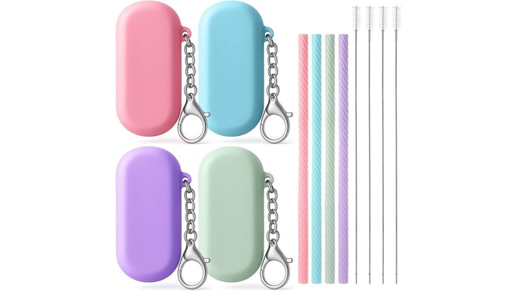 reusable silicone straw kit