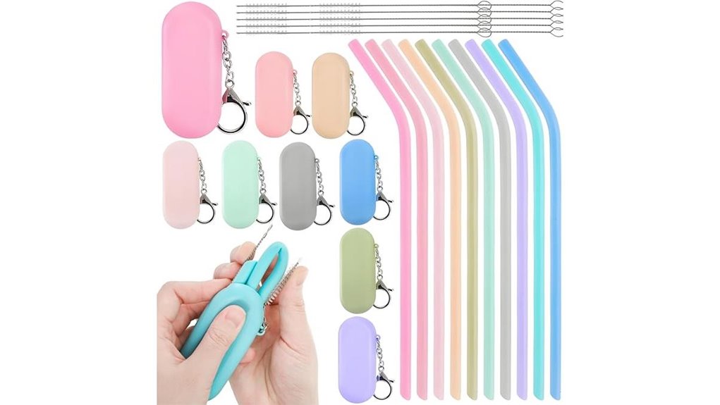 reusable silicone straws kit